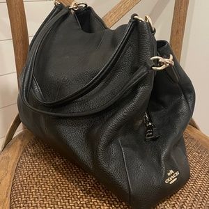 Black leather coach purse